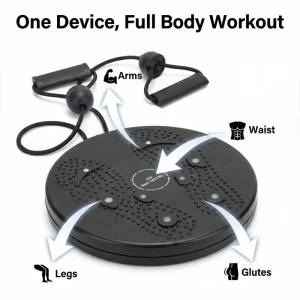 Waist Twister Board with Resistance Bands, 2 in 1 Twist Exercise Disc for Core Training, Full Body Workout, Home Gym Fitness Equipment, Weight Loss Balance Trainer